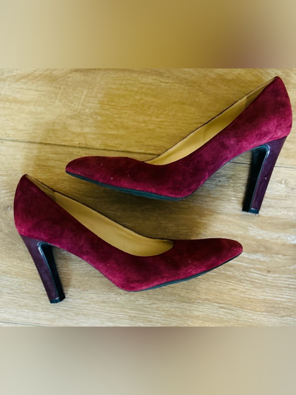 Franco Sarto Burgundy Suede Pointed-Toe High Heels